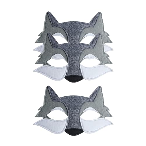 Dickly 3x Wolf Maske Tiermaske Dekorative Gesichtsbedeckung Requisiten Halloween Kostüm Maskerade Maske für Club Music Festival Performance von Dickly