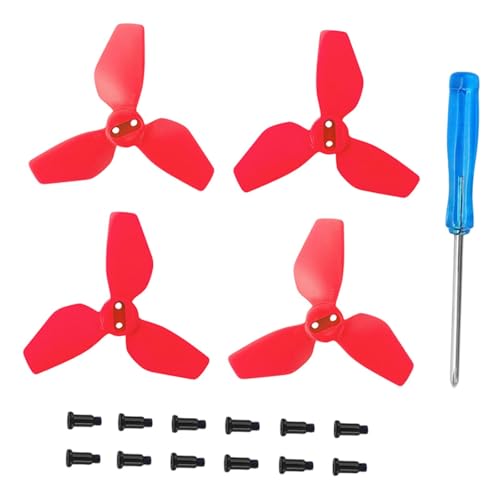 Dickly 4 Stück Propeller Prop Drone Ersatz Professioneller Geräuscharmer Schnellverschluss DIY für RC Drone Zubehör Ersatzteile für Drone, Rot von Dickly