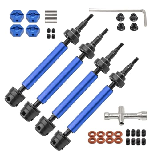 Dickly 4X CVD-Antriebswelle vorne und hinten, Antriebswellenachsen, Crawler-Metallachse, DIY-Hochleistungs-Upgrades, Teil, CVD-Schieber-Set für 1:10, Blau von Dickly