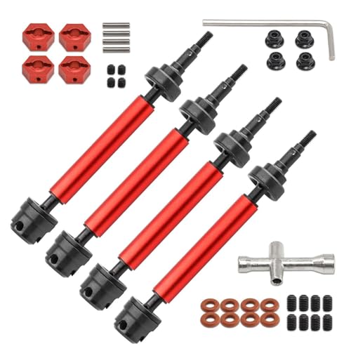 Dickly 4X CVD-Antriebswelle vorne und hinten, Antriebswellenachsen, Crawler-Metallachse, DIY-Hochleistungs-Upgrades, Teil, CVD-Schieber-Set für 1:10, Rot von Dickly