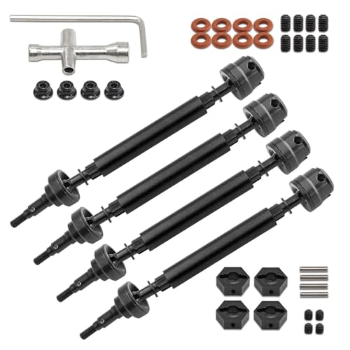 Dickly 4X CVD-Antriebswelle vorne und hinten, Antriebswellenachsen, Crawler-Metallachse, DIY-Hochleistungs-Upgrades, Teil, CVD-Schieber-Set für 1:10, Schwarz von Dickly