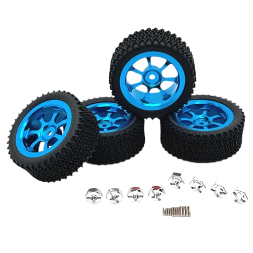 Dickly 4X RC Autoräder und Reifen Ersatz RC Crawler Autoreifen RC Upgrade Teil für Wltoys 1/14 RC Crawler Auto DIY Zubehör, Blau von Dickly