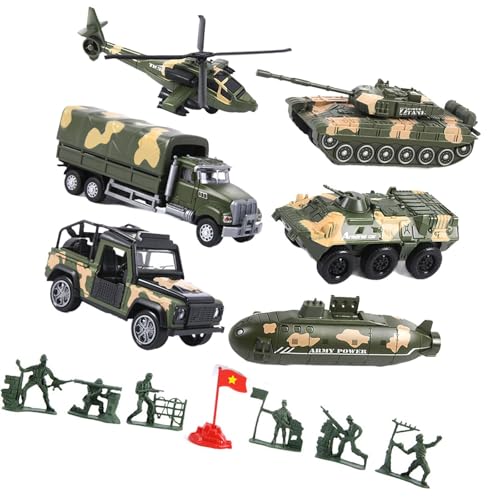 Dickly 6 Stücke Diecast Legierung Fahrzeuge Sets Verschiedene Legierung Metall Armee Modelle Auto Spielzeug von Dickly