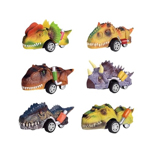 Dickly 6X Dinosaurier-Spielzeug, Rückziehautos, Dinosaurier-Trucks, Dinosaurier-Modellautos, Dino-Spielzeug, als Geschenk von Dickly