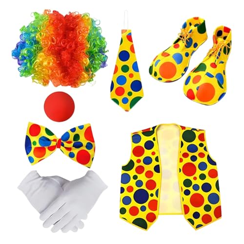 Dickly 7X Clown Kostüm Set Rolle Spielen Lustige Halloween Cosplay für Maskeraden Karneval Dickly 7X Clown Kostüm Set Rolle Spielen Lustige Halloween Cosplay für Maskeraden Karneval von Dickly