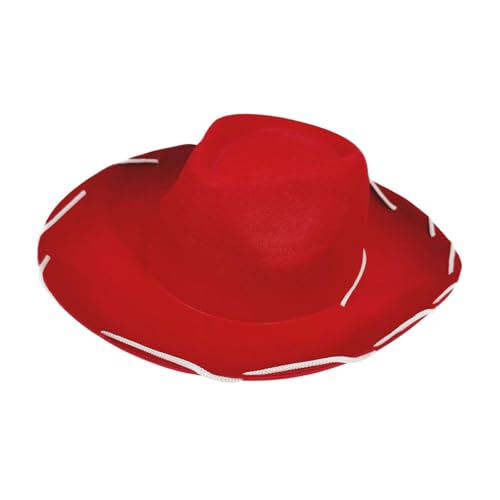 Dickly Cowboy Cowgirl Hat Kostümhut Mode Requisiten Big Bim Hut für wandern Erwachsene Reitfahrer Rodeo Sommer, Rot von Dickly