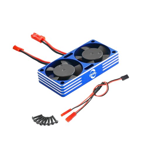 Dickly Doppelter RC-Motorkühllüfter, Ersatzteile, wasserdichtes Legierungszubehör, ESC-Kühllüfter für 1:8 1:10 1:7 Motor ESC RC-Auto, Blau von Dickly