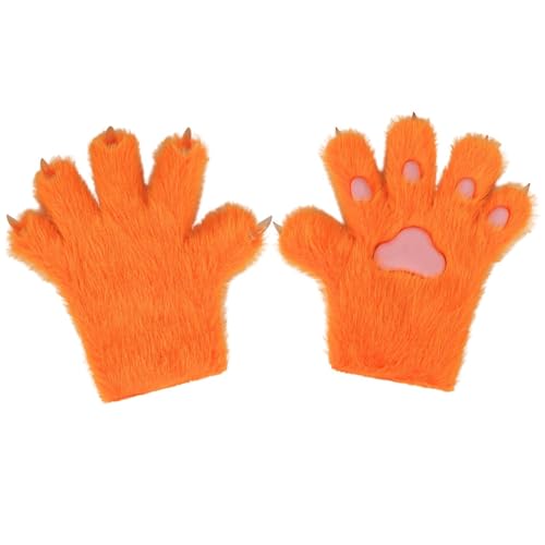 Dickly Fäustlinge Requisiten Katze Kralle Handschuhe für Halloween Party Maskerade Festival Rolle Spielen, Orange von Dickly