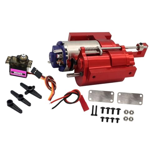 Dickly Getriebe im Maßstab 1:12, mit Servomotor, Upgrade-Teile, RC-Autoteile für C24, Gas, D90 91 96 98 99S, DIY modifiziert, ROT von Dickly