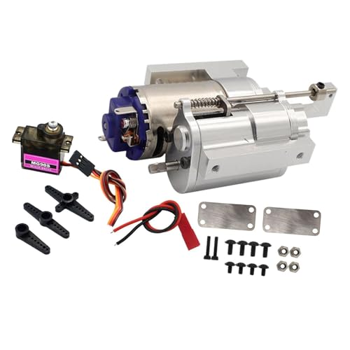 Dickly Getriebe im Maßstab 1:12, mit Servomotor, Upgrade-Teile, RC-Autoteile für C24, Gas, D90 91 96 98 99S, DIY modifiziert, Silber von Dickly