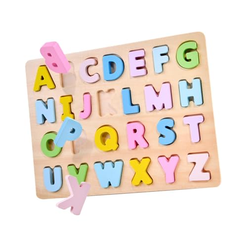 Dickly Holz-Alphabet-Puzzle-Set, Puzzle-Matching-Spiel, Farbwahrnehmung, Frühlernspielzeug, Holzpuzzle-Spielzeug für Kinder von Dickly