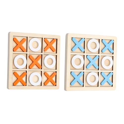 Dickly Holz Tic Tac Toe Brettspiel Lernspielzeug Unterhaltung Rustikale Nachtaktivität Tischdekor XO Tischspielzeug, 2 Tic Tac Toe-Satz von Dickly