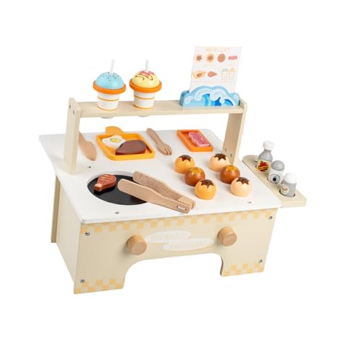 Dickly Kinder Holz Küche Spielset Pretend Küche Spielzeug Pädagogisches Kochen Set für Outdoor von Dickly