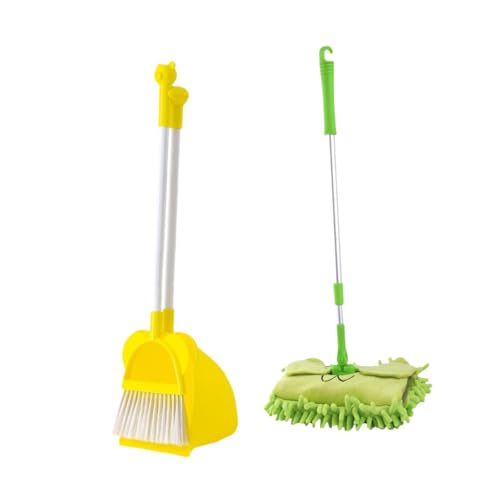 Dickly Kleiner Mopp mit Dustpan und Schaufel, Putzset für Kinder, Werkzeugsatz für Erzieherinnen, Grüner Mopp von Dickly