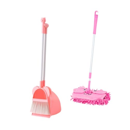 Dickly Kleiner Mopp mit Dustpan und Schaufel, Putzset für Kinder, Werkzeugsatz für Erzieherinnen, rosa Mopp von Dickly