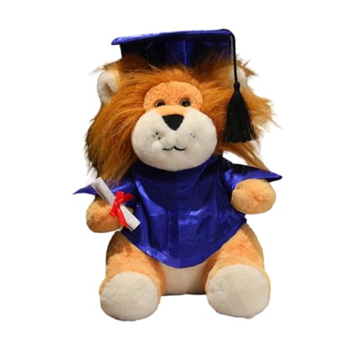 Dickly Lion Doll Ornament süße Höhe 35 cm mit Hüten gefülltes Tierplüschspielzeug für Ihren Freund Abschlussgeschenke Jungen Schlafzimmer Kinder, Blau von Dickly