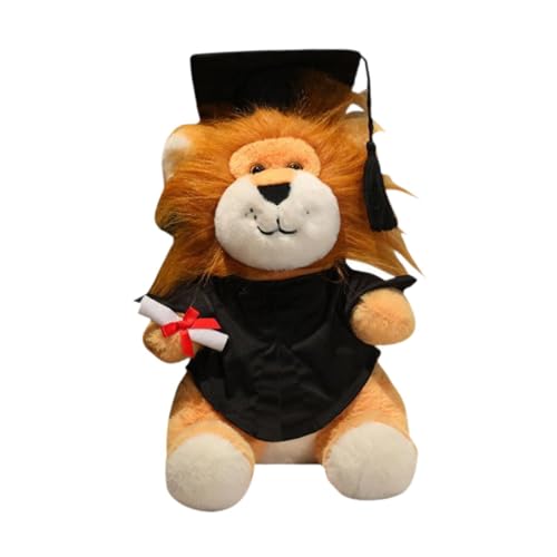 Dickly Lion Doll Ornament süße Höhe 35 cm mit Hüten gefülltes Tierplüschspielzeug für Ihren Freund Abschlussgeschenke Jungen Schlafzimmer Kinder, Schwarz von Dickly