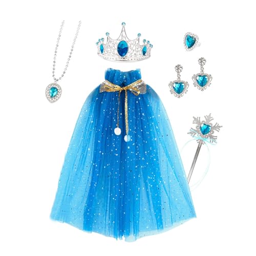 Dickly Mädchen Prinzessin Mantel Set 7 Stück Party Dress Up Umhänge für Geburtstag Geschenk, Blau von Dickly