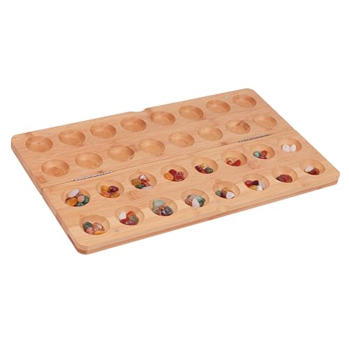 Dickly Mancala-Brettspiel aus Holz mit 65 Steinen, zusammenklappbar, Reisespiel, tragbares Spiel für 2 Spieler, klassisches Spiel für von Dickly