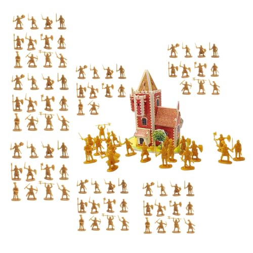 Dickly Maßstab 1:72 Mittelalterliche Burgen Ritter Actionfigur Spielzeug, Bausatz, groß, mit Burg DIY Ritter Spielzeug Miniatur für Kinder, Gold von Dickly