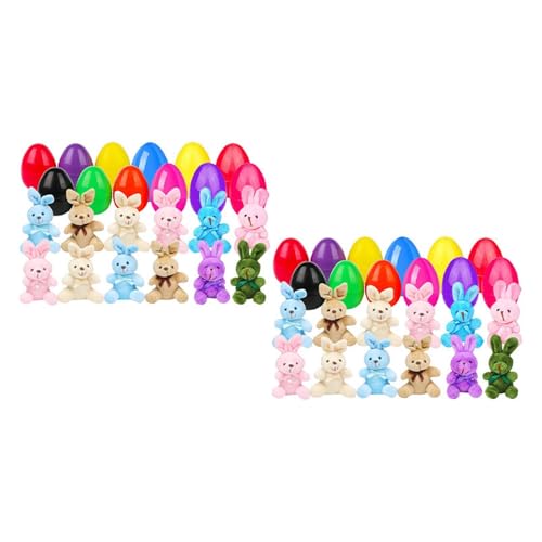 Dickly Osterei und Plüsch Spielzeug Set Home Decor Bunny Dolls Leichtes Urlaub Ornament Hauswarming Geschenke Party Requisiten, 24 Set von Dickly