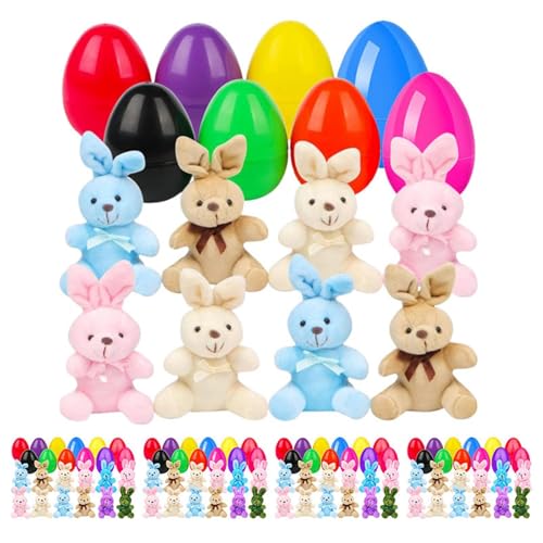 Dickly Osterei und Plüsch Spielzeug Set Home Decor Bunny Dolls Leichtes Urlaub Ornament Hauswarming Geschenke Party Requisiten, 56 Set von Dickly