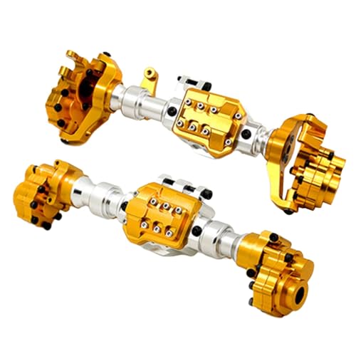 Dickly Premium Aluminiumgehäuse für RC Fahrzeuge, Hochleistungs-Kit für 1/10 Crawler, Gold Vordere Hinterachse von Dickly