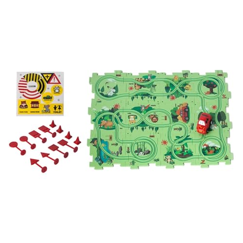 Dickly Puzzles Track Play Set Rail Car Building Toys STEM Lernspielzeugstrecke Bausteine ​​für Kinder Im Vorschulalter Geburtstagsgeschenk, Waldthema von Dickly