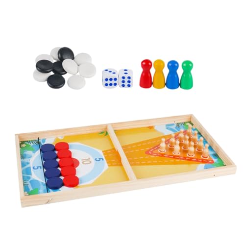 Dickly Schnelles Puck-Spiel aus Holz, Hockeyspiel, tragbares, lustiges Bowling-Spiel, 5-in-1-Brettspiel für Kinder, Erwachsene, Freunde, Party, Teenager von Dickly