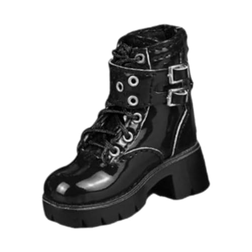 Dickly Stöckelschuhe und Stiefel im Maßstab 1/6, Schuhe aus PU-, handgefertigtes Miniaturmodell-Spielzeug für 12-Zoll-Figuren, Verkleidungszubehör, Schwarz von Dickly