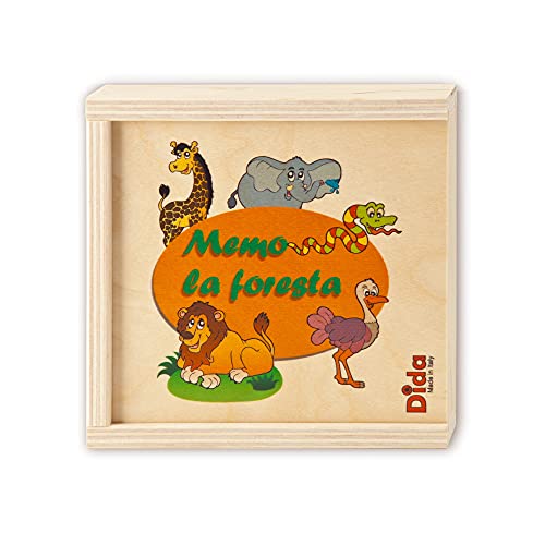 Dida - Memory Wald: Gedächtnis- und Zuordnungsspiel Montessori, Tier-Memo, 20 Holzkarten zum Zuordnen, für Kinder 2-4 Jahre, Lernspiele für den Tisch von Dida