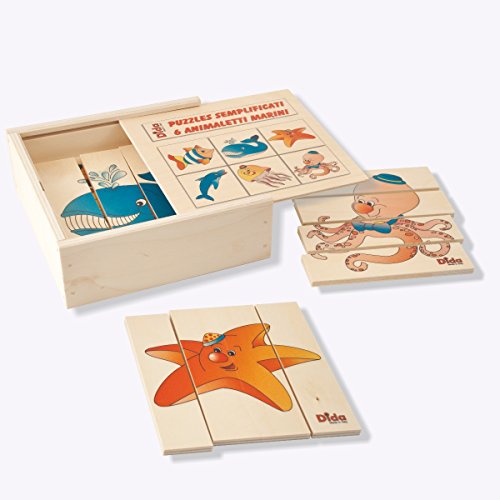 Dida - Einfache Puzzles - 6 Meerestiere. Set Von 6 Vereinfachten Puzzles Für Kleinkinder. Ideal Für Die Kinderkrippe, Die Vorschule Und Den Kindergarten von Dida