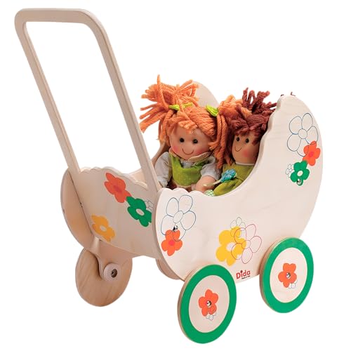 Dida - Puppenwagen Blume: Holz-Kinderwagen für Kleine Puppen bis 35 cm, Perfekt für Rollenspiele von Kindern im Alter von 2-4 Jahren, Ideal für Kleine Mamas und Papas Dida - Puppenwagen Blume: Holz-Kinderwagen für Kleine Puppen bis 35 cm, Perfekt für Rollenspiele von Kindern im Alter von 2-4 Jahren, Ideal für Kleine Mamas und Papas von Dida