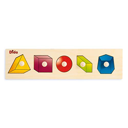 Dida - 3D Geometrische Formen, Holzpuzzle für Kinder 2 3 Jahre, Pädagogische Lernspiele, Erste Montessori-Einsteckspiele, Geschenk Lernspielzeug für Feinmotorik von Dida