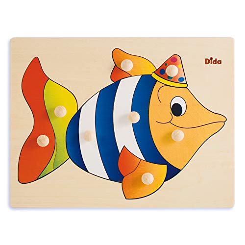 Dida - Steckpuzzle - Fisch. Greifpuzzle Für Kleinkinder Mit Bequemen Holzknöpfen. Ideal Für Die Kinderkrippe, Die Vorschule Und Den Kindergarten von Dida