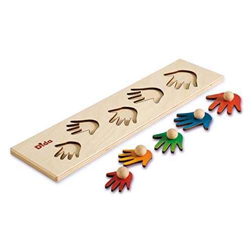 Dida - Hände, Holzpuzzle für Kinder von 2 bis 3 Jahren, Lernspiele, Erste Montessori-Steckspiele, Geschenk für Lernspielzeug zur Feinmotorik von Dida