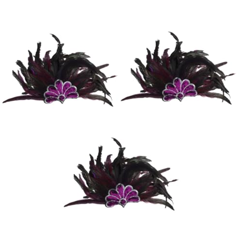 Didiseaon 3St Halloween-Kopfschmuck Haarband für Party Kostüm Kopfbedeckung Stirnbänder haarband mit federn Haarband für Hochzeit Stirnband Karnevalskopfschmuck Party-Haarband Violett von Didiseaon