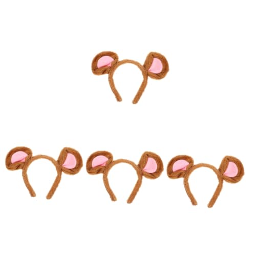 Didiseaon 4 Stück tierische Kopfbedeckung Ohren-Stirnband Stirnband mit Mäuseohren Cosplay Mausohren Stirnband Tierkostüm-Accessoire -Kopfschmuck süßes Haarband -Partygeschenke Stoff von Didiseaon