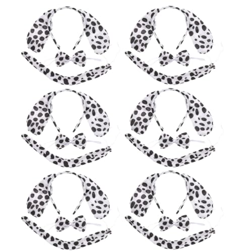 6 Sätze Dalmatiner-Kostümzubehör Gefleckter Hund Ohr-Stirnband Fliege Tierohr-Stirnband Welpe Hund Verkleiden Sich Cosplay-Requisite Für Cosplay-Kostüm-Party-Dekoration von Didiseaon