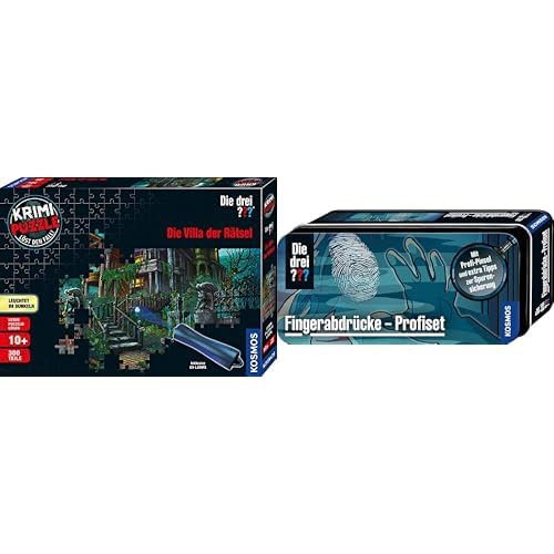 Die drei ??? Bundle - Krimi Puzzle - Die Villa der Rätsel und Fingerabdrücke-Profiset von Kosmos Detektiv Spielzeug Set, Leuchtet im Dunkeln, mit UV-Lampe, Detektiv Puzzle ab 10 Jahre von Die drei