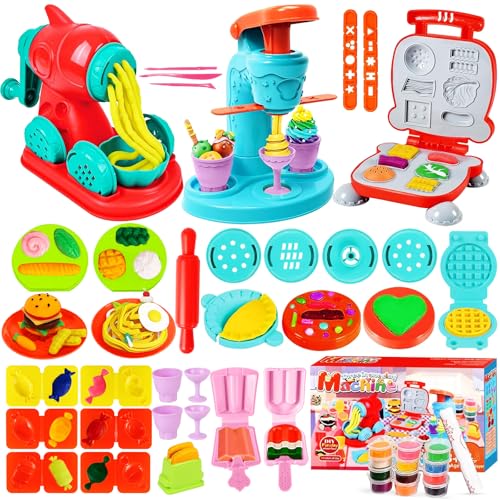 Diealles Shine Knete Set Knetwerkzeug für Kinder, Knete Dough Set, Knete Zubehör Kitchen Creations, Eismaschine Nudelmaschine Burgermaschine, Spielzeug Geschenk für Jungen und Mädchen ab 3 Jahre von Diealles Shine