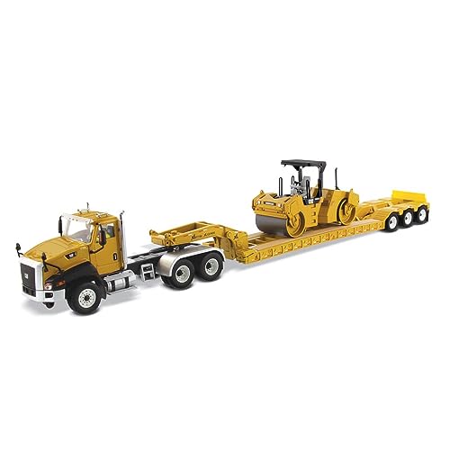 Diecast Masters CAT CT660 Sattelschlepper mit Tieflader und Walze CB543D Modell 1:50 von Diecast Masters