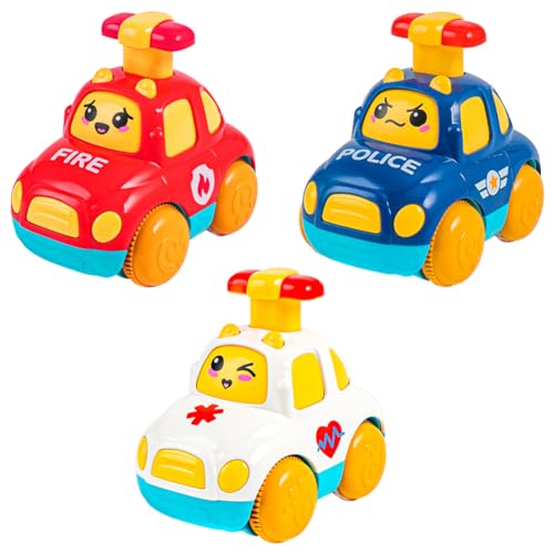 Diempi Auto Spielzeug, 3 Stück Baby Auto, Spielzeugautos ab 1 Jahr, Baby Aufziehauto, Press & Go Spielzeugauto Geschenke für Jungen Mädchen 1 2 3 Jahre (Weiß Blau Rot/10.5 * 7 * 9cm) von Diempi