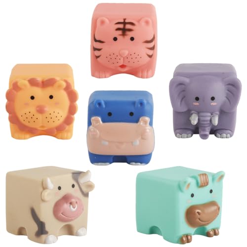 Diempi Baby Bausteine Spielzeug, Tiere Baby Badespielzeug, Baby Weich Bausteine, Baby Soft Building Blocks,Baby Spielzeug Stapelturm, für 1 2 3 Jahre Jungen & Mädchen Geschenk(6 Stück) von Diempi