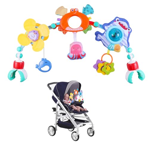 DigHealth Baby Kinderwagen Spielzeug Spielbogen, Kinderwagenkette Spielzeug mit Babyrassel und Windmühle, Babyspielzeug zum Aufhängen für Babys und Kleinkinder 0 3 6 9 12 Monaten von DigHealth