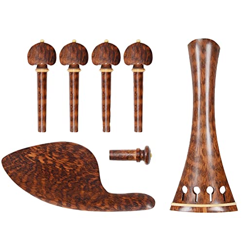 Diggtor High-End Snake Wood 4/4 Komplettset mit Kinnstütze Saitenplatte Schwanzknopf Schraube Positive und Negative Feineinstellung Zubehör für Geigenersatz von Diggtor