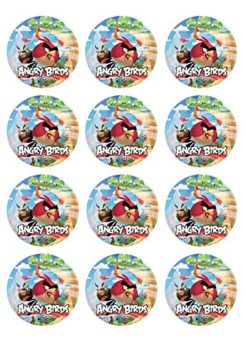 12 Muffinaufleger ca. 6 cm zum selbst ausschneiden, Cupcakes Muffinsbild Geburtstag Motiv: Angry Birds, Fondant 0368x von Digital-on