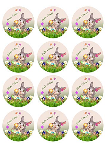 12 Muffinaufleger ca. 6 cm zum selbst ausschneiden, Cupcakes Muffinsbild Geburtstag Motiv: Frohe Ostern, Fondant 0053n von Digital-on