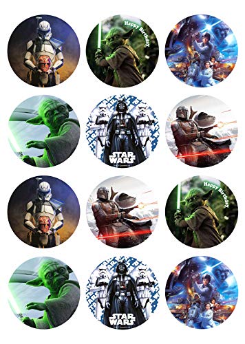 12 Muffinaufleger ca. 6 cm zum selbst ausscheiden, Cupcakes Muffinsbild Geburtstag Motiv: Star Wars, Fondant 0754x von Digital-on