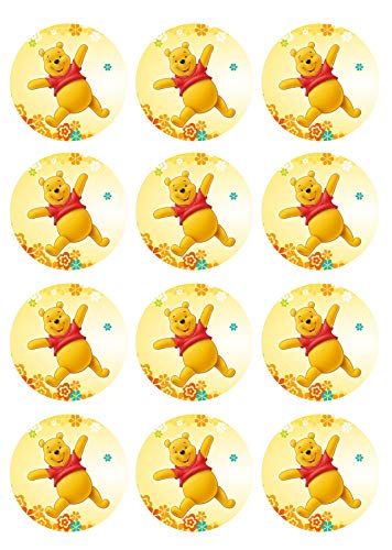 12 Muffinaufleger ca. 6 cm zum selbst ausscheiden, Cupcakes Muffinsbild Geburtstag Motiv: Winnie Pooh, Fondant 0569x von Digital-on